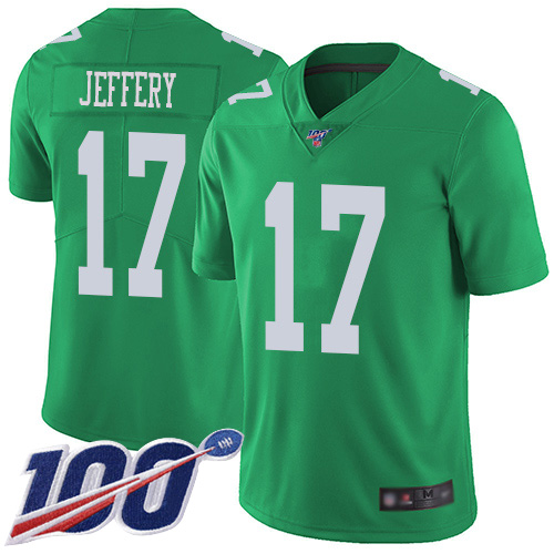 Men Philadelphia Eagles #17 Alshon Jeffery Limited Green Rush Vapor Untouchable NFL Jersey 100th Season